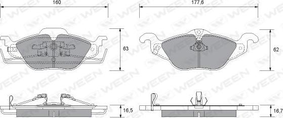 Ween 151-1308 - Kit pastiglie freno, Freno a disco autozon.pro