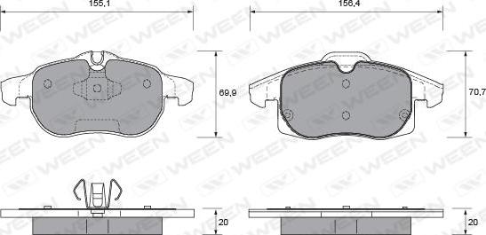 Ween 151-1315 - Kit pastiglie freno, Freno a disco autozon.pro