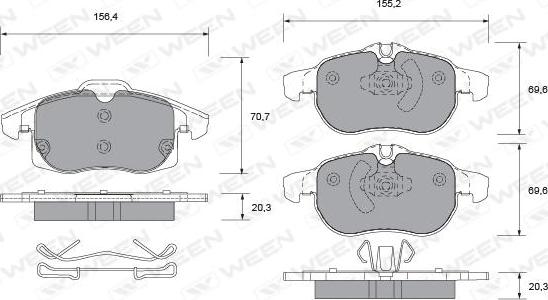 Ween 151-1316 - Kit pastiglie freno, Freno a disco autozon.pro