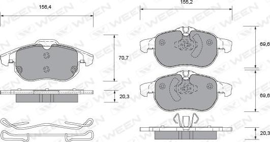 Ween 151-1317 - Kit pastiglie freno, Freno a disco autozon.pro