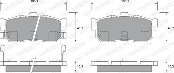 Ween 151-1384 - Kit pastiglie freno, Freno a disco autozon.pro