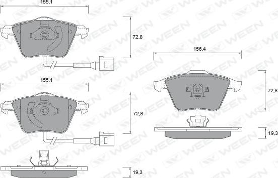 Ween 151-1254 - Kit pastiglie freno, Freno a disco autozon.pro