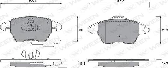 Ween 151-1252 - Kit pastiglie freno, Freno a disco autozon.pro