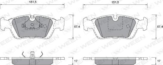 Ween 151-1265 - Kit pastiglie freno, Freno a disco autozon.pro