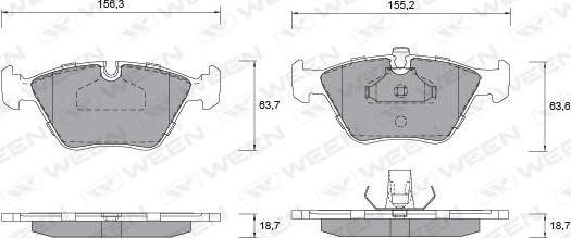 Ween 151-1268 - Kit pastiglie freno, Freno a disco autozon.pro