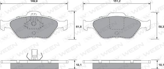 Ween 151-1284 - Kit pastiglie freno, Freno a disco autozon.pro