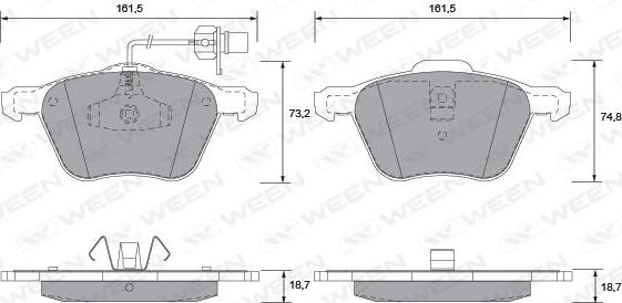 Ween 151-1288 - Kit pastiglie freno, Freno a disco autozon.pro