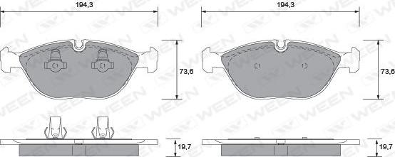 Ween 151-1235 - Kit pastiglie freno, Freno a disco autozon.pro