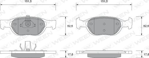 Ween 151-1798 - Kit pastiglie freno, Freno a disco autozon.pro