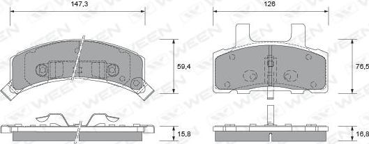 Ween 151-1758 - Kit pastiglie freno, Freno a disco autozon.pro