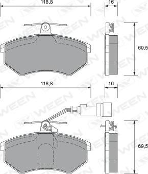 Ween 151-1764 - Kit pastiglie freno, Freno a disco autozon.pro