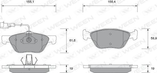 Ween 151-1716 - Kit pastiglie freno, Freno a disco autozon.pro