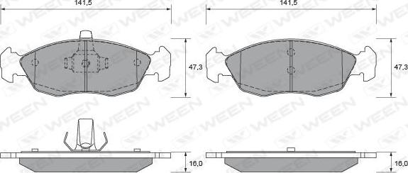 Ween 151-1787 - Kit pastiglie freno, Freno a disco autozon.pro