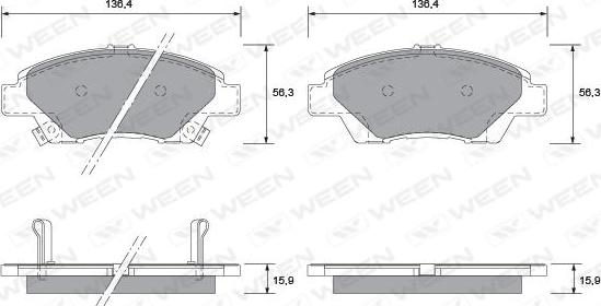 Ween 151-2568 - Kit pastiglie freno, Freno a disco autozon.pro