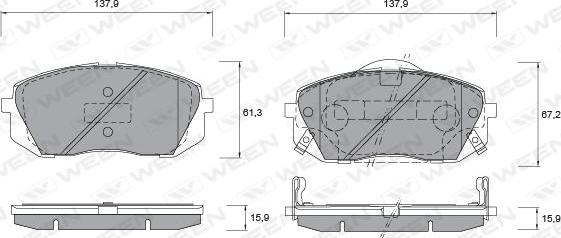 Ween 151-2579 - Kit pastiglie freno, Freno a disco autozon.pro