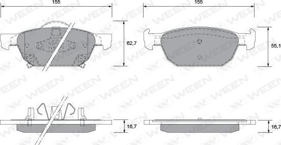 Ween 151-2570 - Kit pastiglie freno, Freno a disco autozon.pro