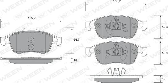 Ween 151-2697 - Kit pastiglie freno, Freno a disco autozon.pro