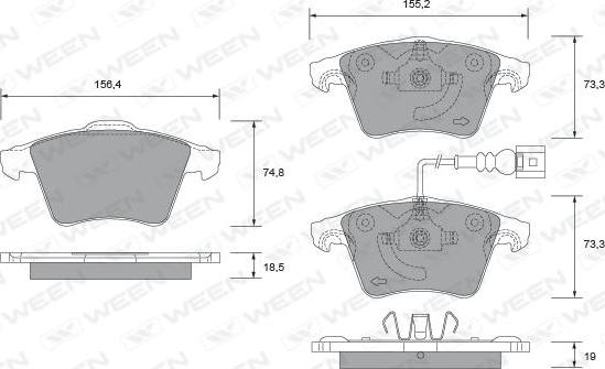 Ween 151-2653 - Kit pastiglie freno, Freno a disco autozon.pro