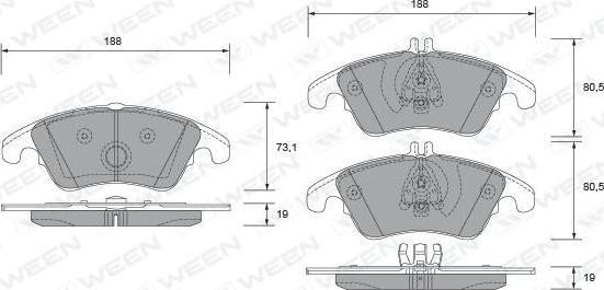 Ween 151-2665 - Kit pastiglie freno, Freno a disco autozon.pro