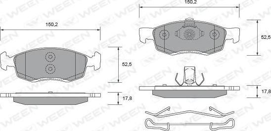 Ween 151-2673 - Kit pastiglie freno, Freno a disco autozon.pro