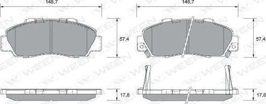 Ween 151-2190 - Kit pastiglie freno, Freno a disco autozon.pro