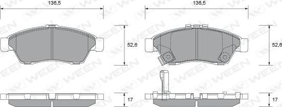 Ween 151-2263 - Kit pastiglie freno, Freno a disco autozon.pro