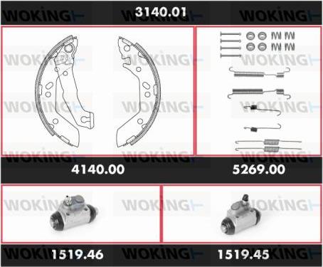 Woking 3140.01 - Kit ganasce freno autozon.pro