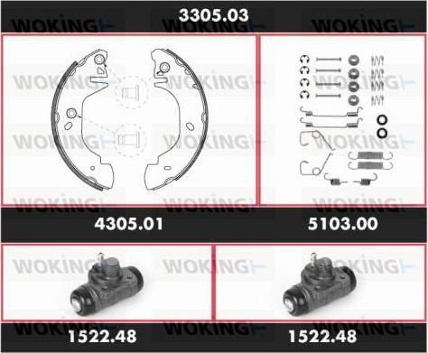 Woking 3305.03 - Kit ganasce freno autozon.pro