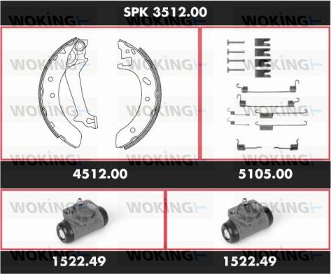 Woking SPK 3512.00 - Kit ganasce freno autozon.pro