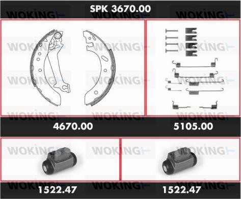 Woking SPK 3670.00 - Kit ganasce freno autozon.pro