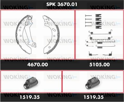 Woking SPK 3670.01 - Kit ganasce freno autozon.pro