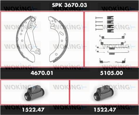 Woking SPK 3670.03 - Kit ganasce freno autozon.pro