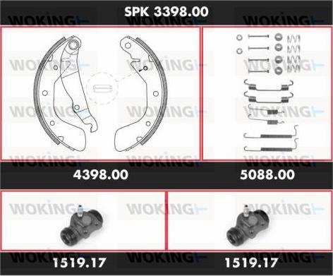 Woking SPK 3398.00 - Kit ganasce freno autozon.pro