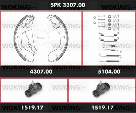 Woking SPK 3307.00 - Kit ganasce freno autozon.pro