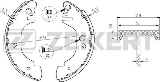 Zekkert BK-4290 - Kit ganasce freno autozon.pro