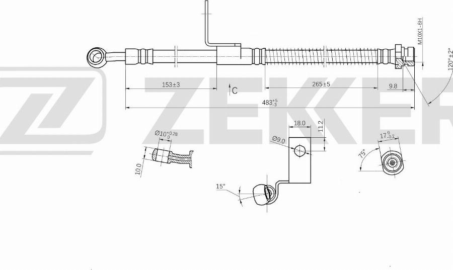 Zekkert BS-9542 - Flessibile del freno autozon.pro