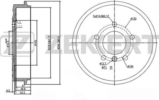 Zekkert BS-5549 - Tamburo freno autozon.pro