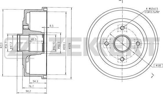 Zekkert BS-5544 - Tamburo freno autozon.pro