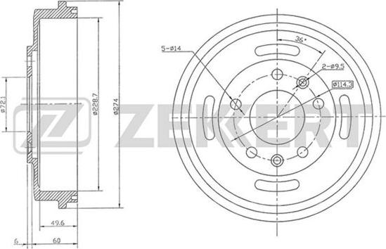 Zekkert BS-5557 - Tamburo freno autozon.pro