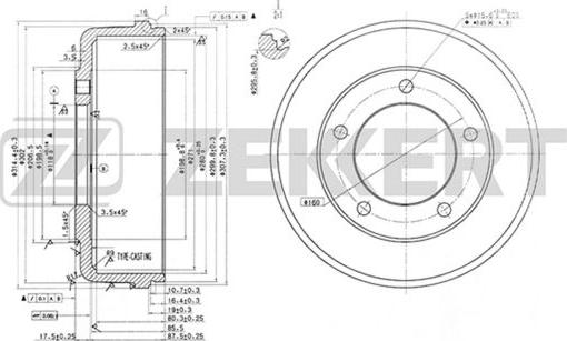 Zekkert BS-5534 - Tamburo freno autozon.pro