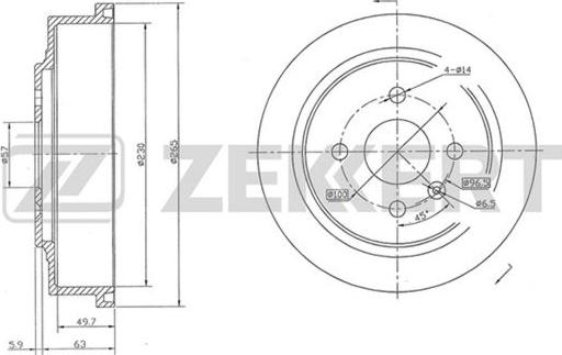 Zekkert BS-5529 - Tamburo freno autozon.pro