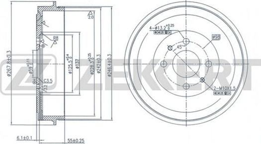 Zekkert BS-5573 - Tamburo freno autozon.pro