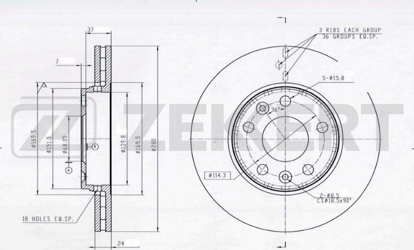 Zekkert BS-5001B - Discofreno autozon.pro