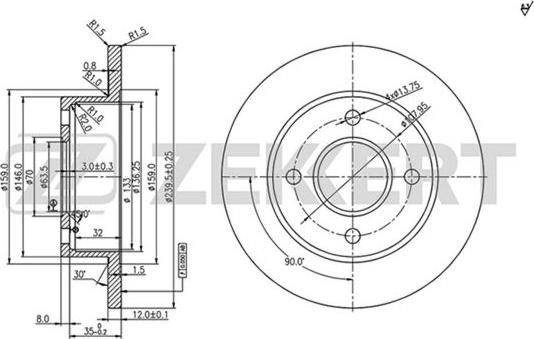 Zekkert BS-5072 - Discofreno autozon.pro