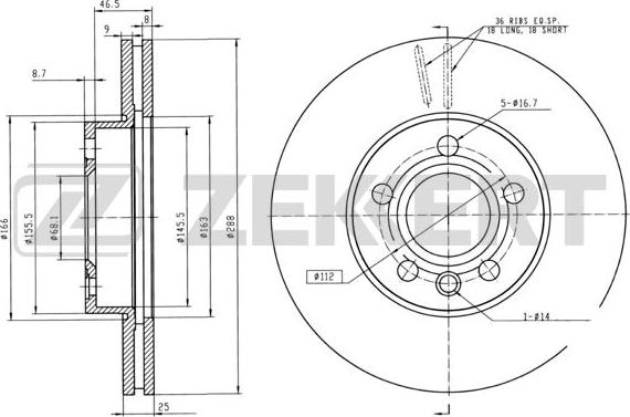 Zekkert BS-5198B - Discofreno autozon.pro