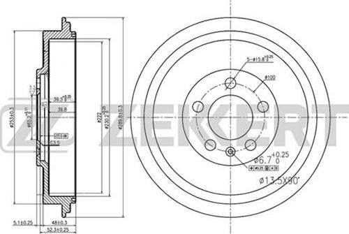 Zekkert BS-5155 - Tamburo freno autozon.pro