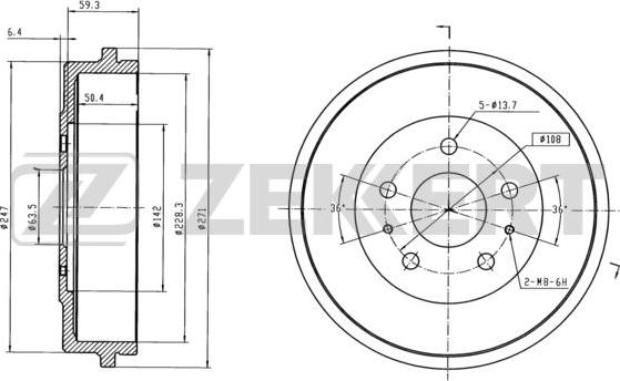 Zekkert BS-5186 - Tamburo freno autozon.pro