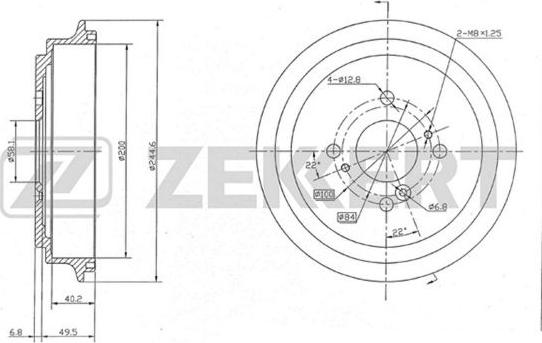 Zekkert BS-5130 - Tamburo freno autozon.pro