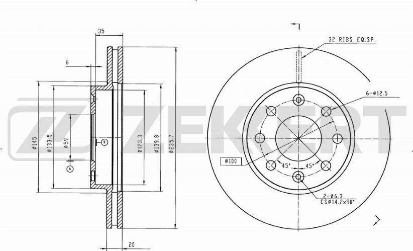 Zekkert BS-5395B - Discofreno autozon.pro