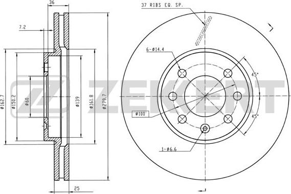 Zekkert BS-5307B - Discofreno autozon.pro